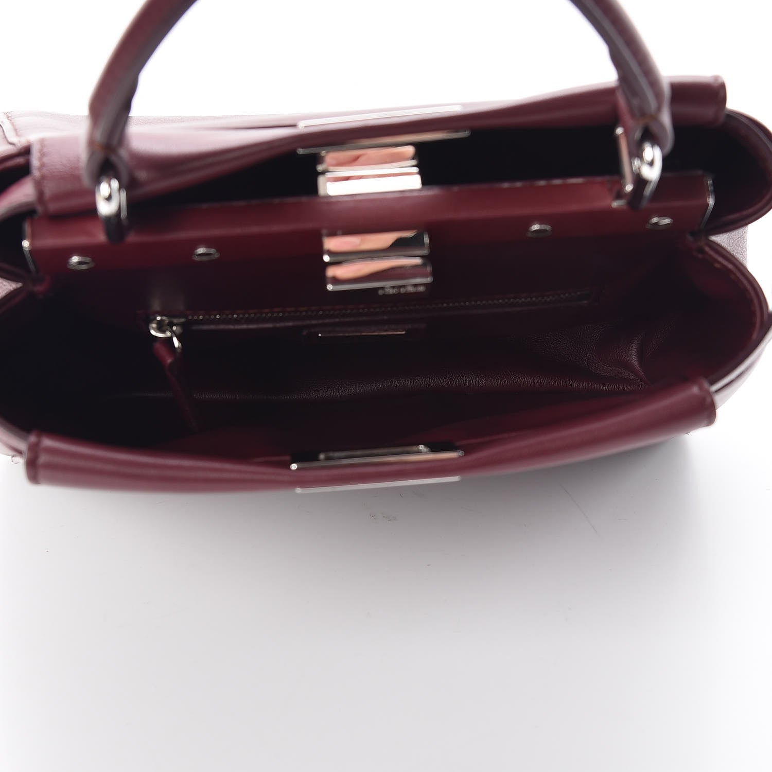 Fendi Nappa Mini Peekaboo Iconic Satchel Bordeaux 5 of 17