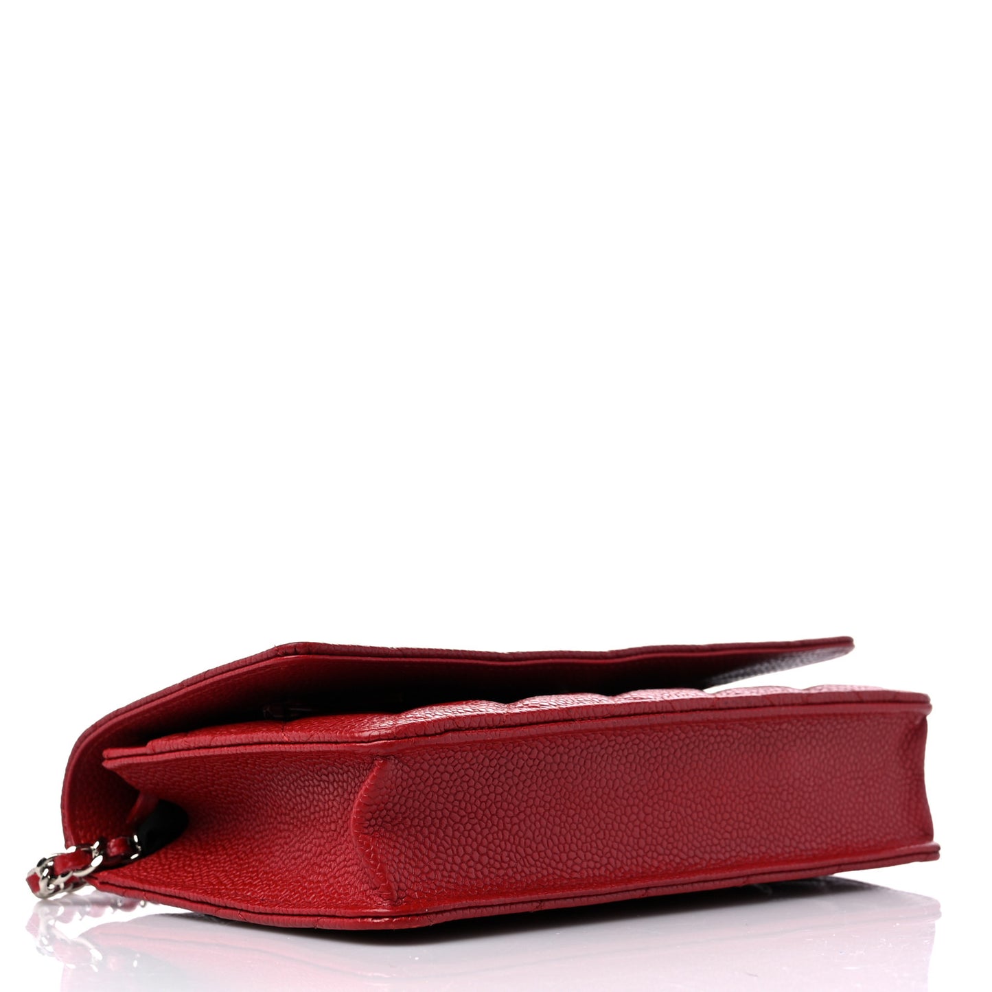 Caviar Quilted Wallet on Chain WOC Dark Red