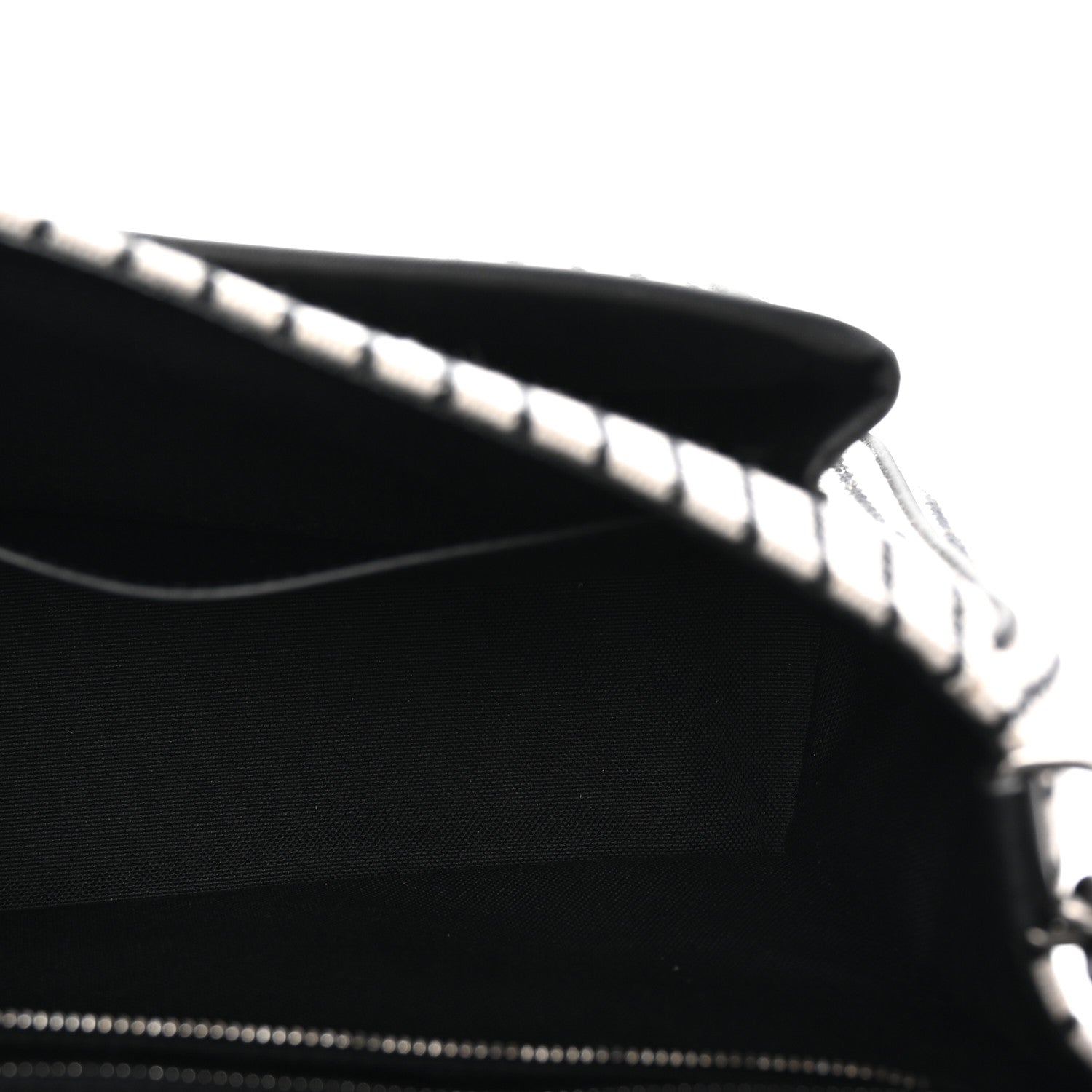 Saint Laurent Cotton Canvas Striped Vintage Calfskin Monogram Medium Niki Chain Satchel Grey Cream Black 5 of 9