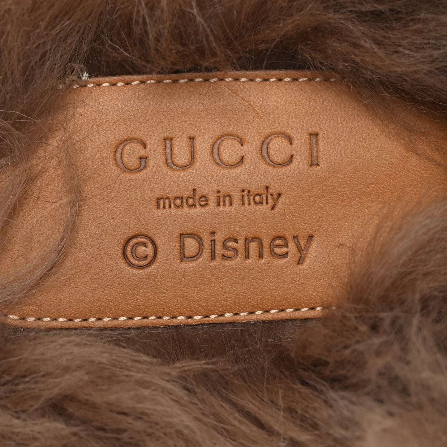 X DISNEY Mini Vintage GG Supreme Monogram Mickey Mouse Fur Womens Princetown Slippers 41 Beige Vintage Sun Oil