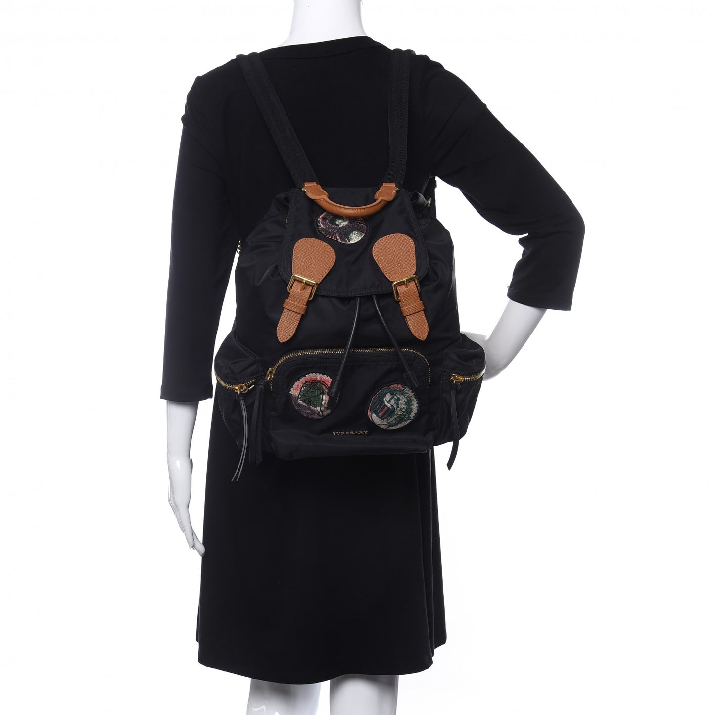 Nylon Patches Medium Rucksack Black