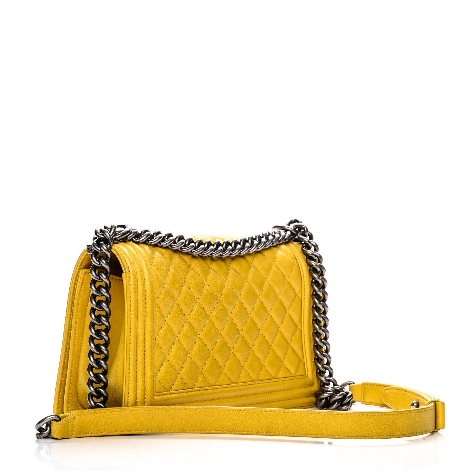 Chanel Calfskin Quilted Medium Boy Flap Yellow 3 of 6