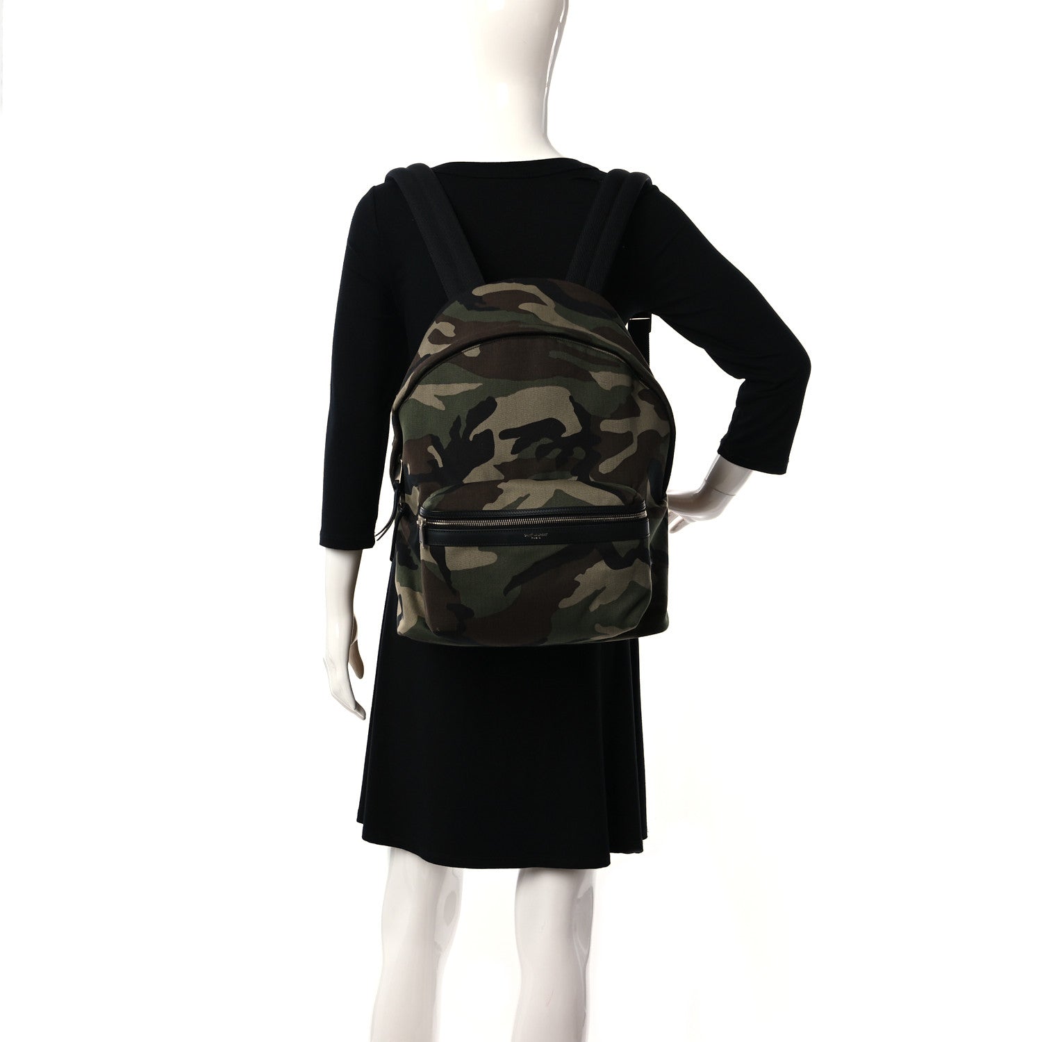 Saint Laurent Canvas Camouflage Print Hunting Backpack Khaki 2 of 8