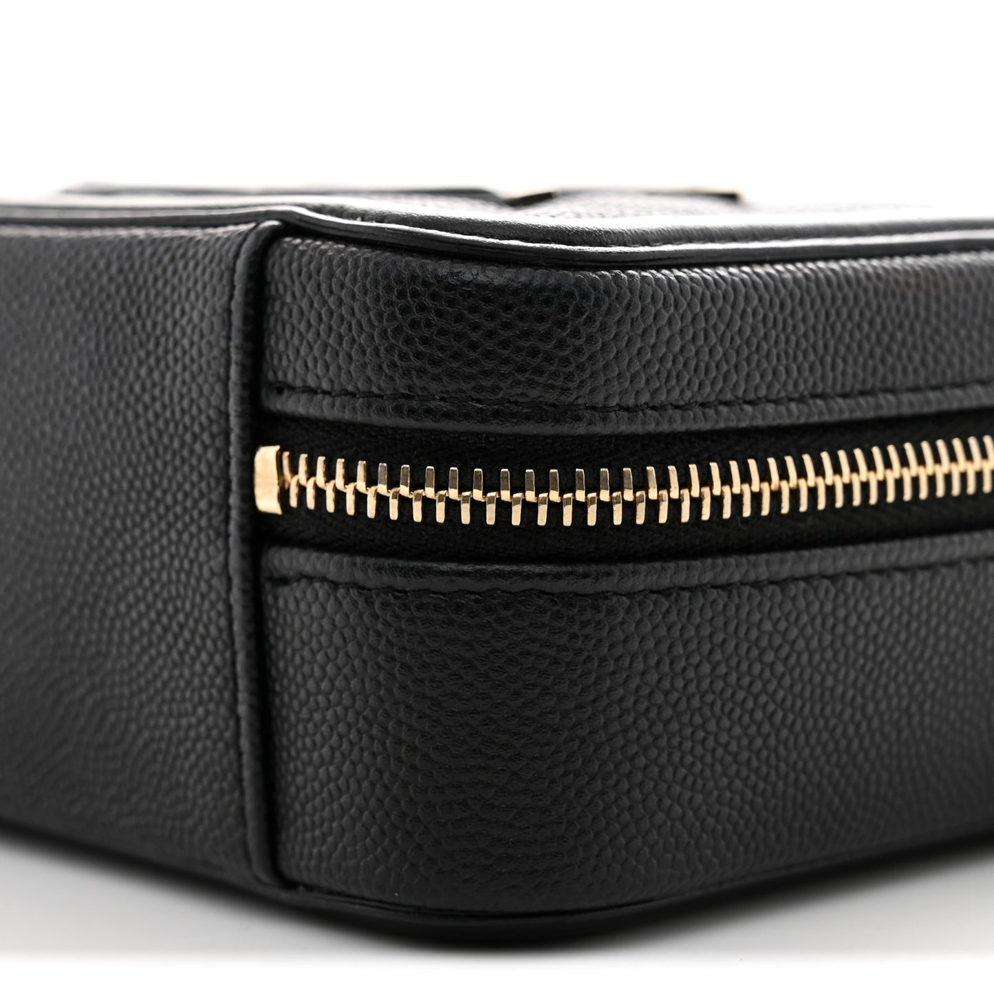 Caviar Quilted CC Filigree Vanity Clutch With Chain Black