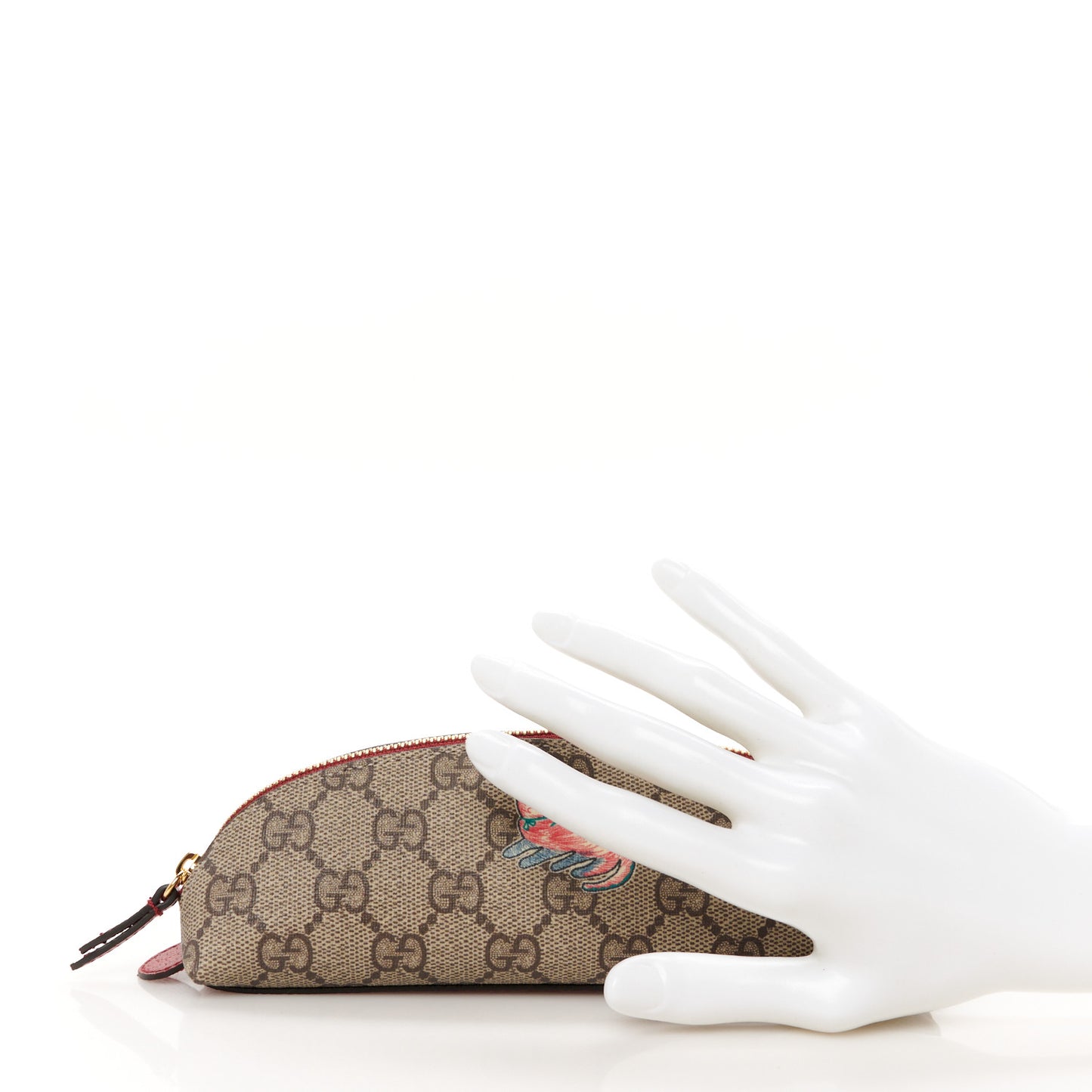 GG Supreme Monogram Cat Pencil Case Beige Ebony