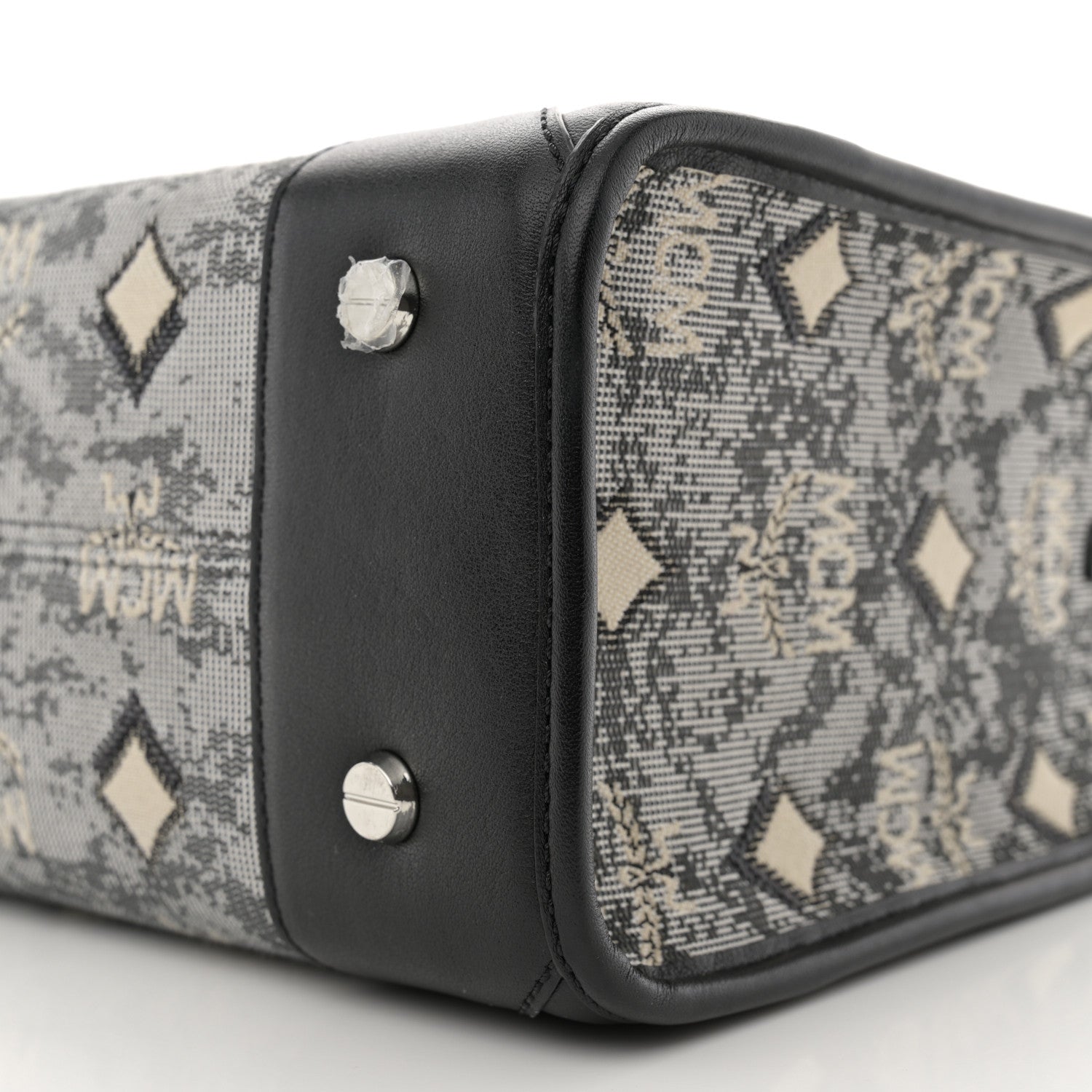 MCM Vintage Jacquard Monogram Small Munchen Tote Grey 10 of 13