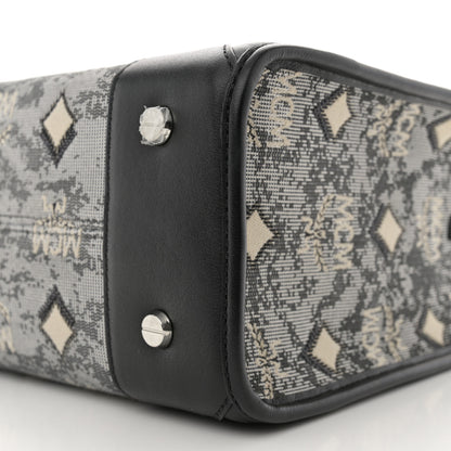 MCM Vintage Jacquard Monogram Small Munchen Tote Grey 10 of 13