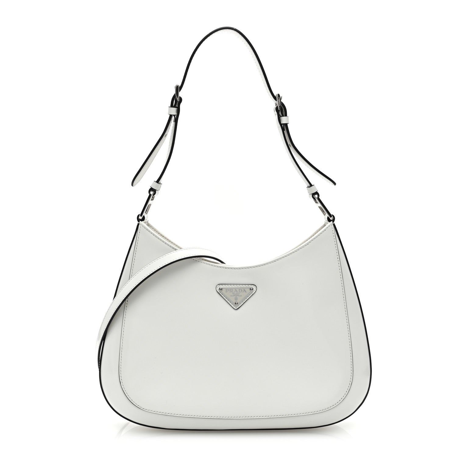 Prada Spazzolato Cleo Adjustable Strap Shoulder Bag White 1 of 8
