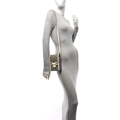 Gucci GG Supreme Monogram Azalea Calfskin Mini Horsebit 1955 Crossbody Bag Beige Ebony Mystic White 2 of 11