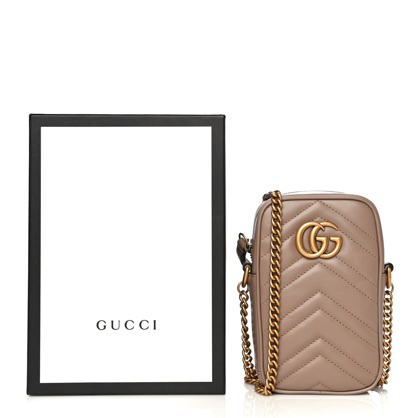 Calfskin Matelasse Mini GG Marmont Crossbody Bag Porcelain Rose
