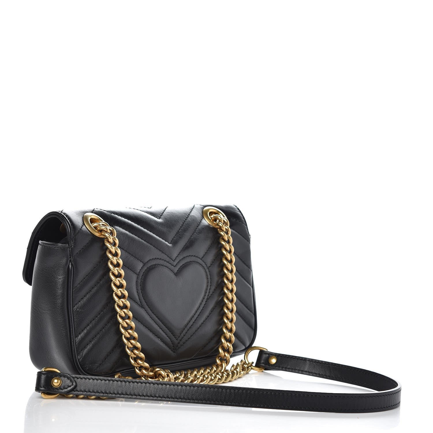 Gucci Calfskin Matelasse Mini GG Marmont Shoulder Bag Black 3 of 12