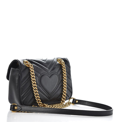 Gucci Calfskin Matelasse Mini GG Marmont Shoulder Bag Black 3 of 12