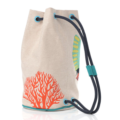 Hermes Toile H Canvas Under The Waves Drawstring Duffle Bag 3 of 10