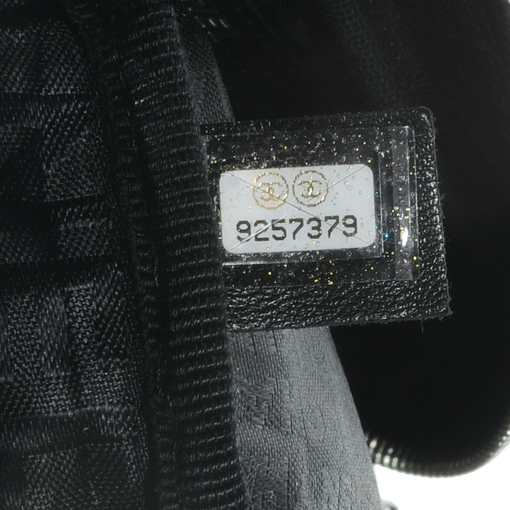 Satin Square Quilted Lipstick Charm Cosmetic Case Black