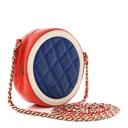 Chanel Caviar Quilted Round Filigree Crossbody Blue White Red 3 of 15