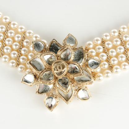 Chanel Pearl Crystal Camellia CC Multi Strand Belt 85 Gold 3 of 6