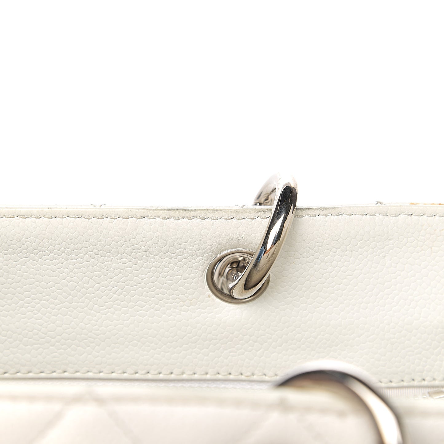 Caviar Quilted Grand Shopping Tote GST White