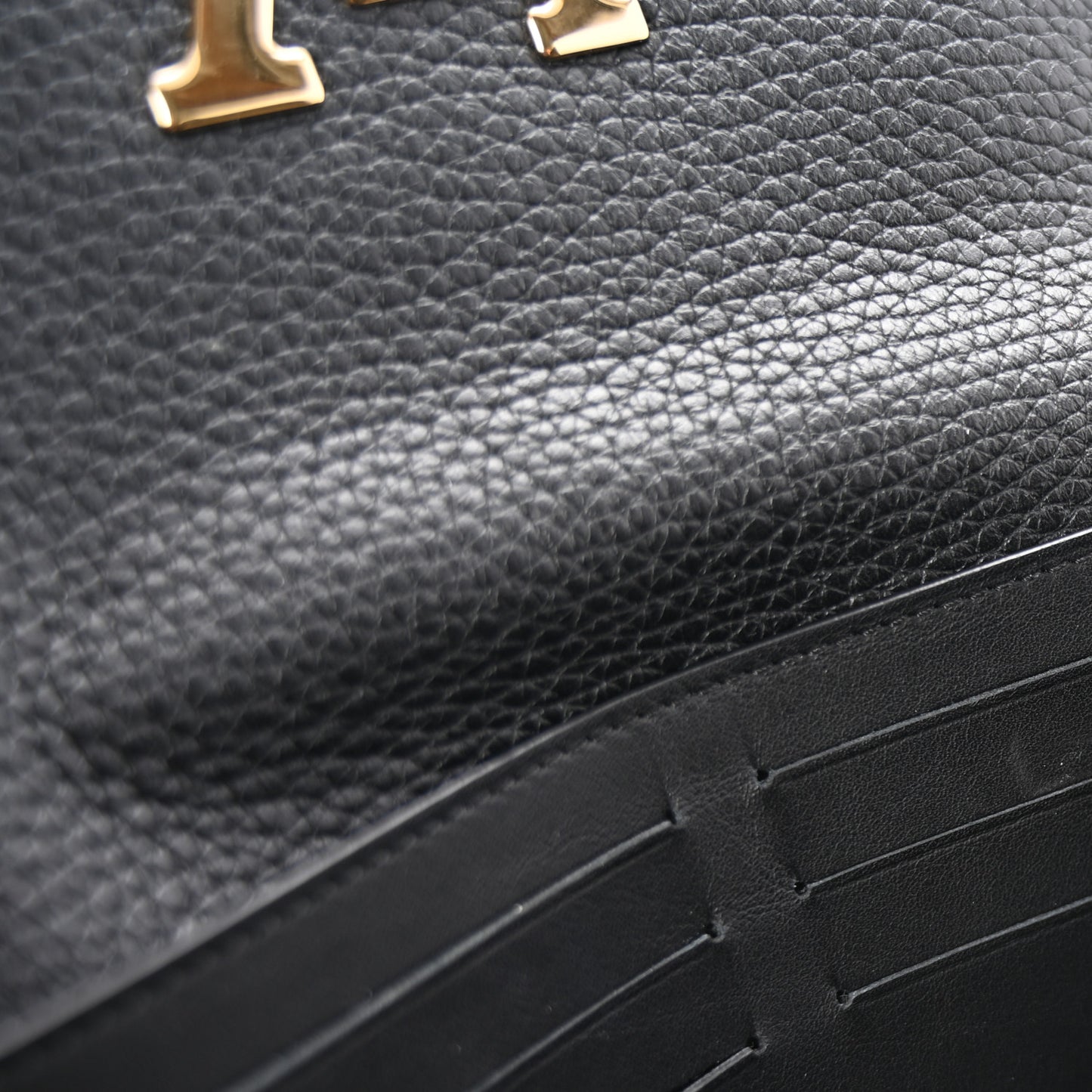 Taurillon Embellished Capucines Long Wallet Black