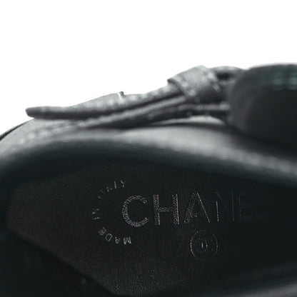 Chanel Suede Kidskin Patent Cap Toe Interlocking CC Ankle Boots 39 Dark Silver Black 6 of 9