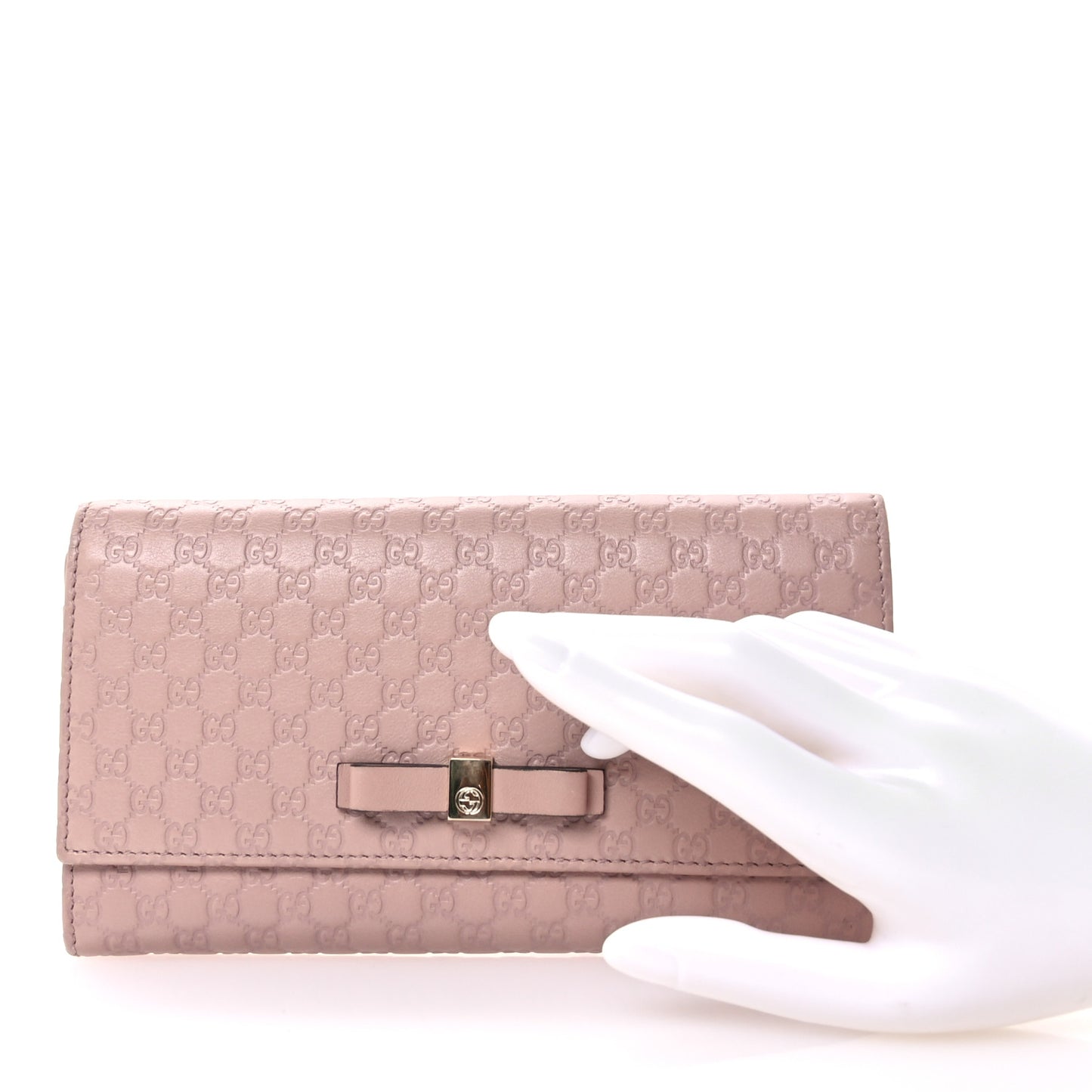 Microguccissima Bow Continental Wallet Soft Pink