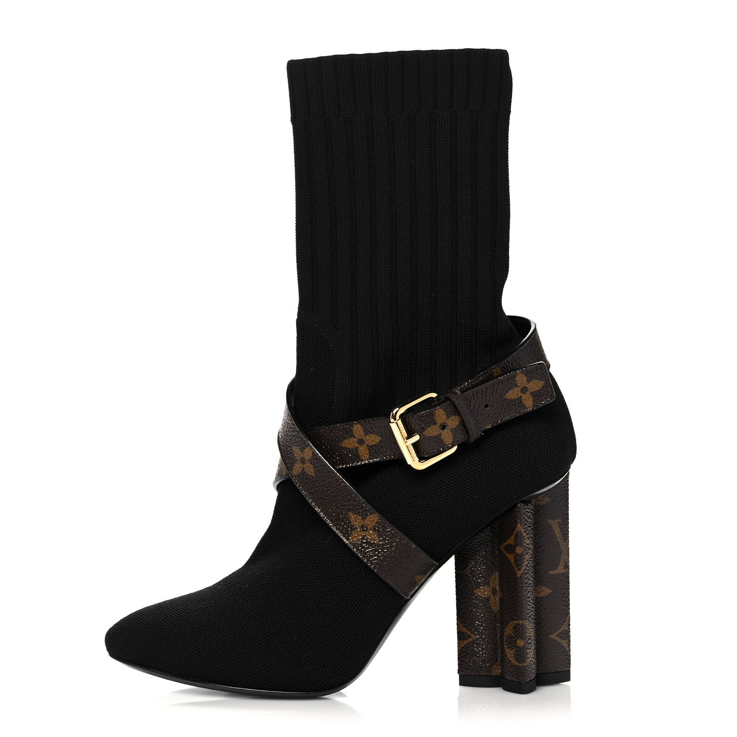 Louis Vuitton Monogram Stretch Fabric Silhouette Ankle Boots 36 Black 1 of 9