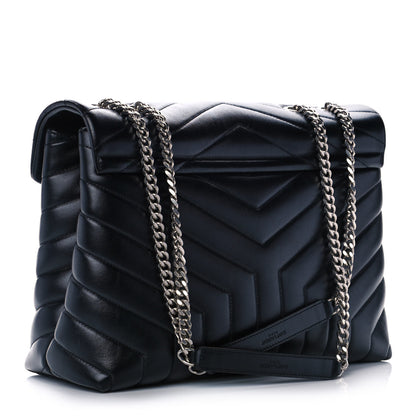 Saint Laurent Calfskin Y Quilted Monogram Medium Loulou Chain Satchel Black 3 of 12