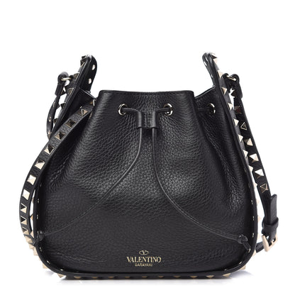 Valentino Garavani Grained Calfskin Rockstud Bucket Bag Black 1 of 10