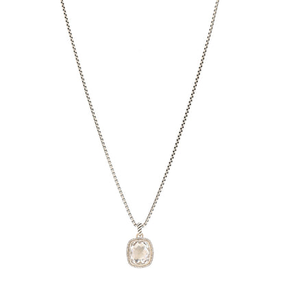 David Yurman Sterling Silver White Topaz Diamond 12mm Noblesse Pendant Necklace 1 of 6