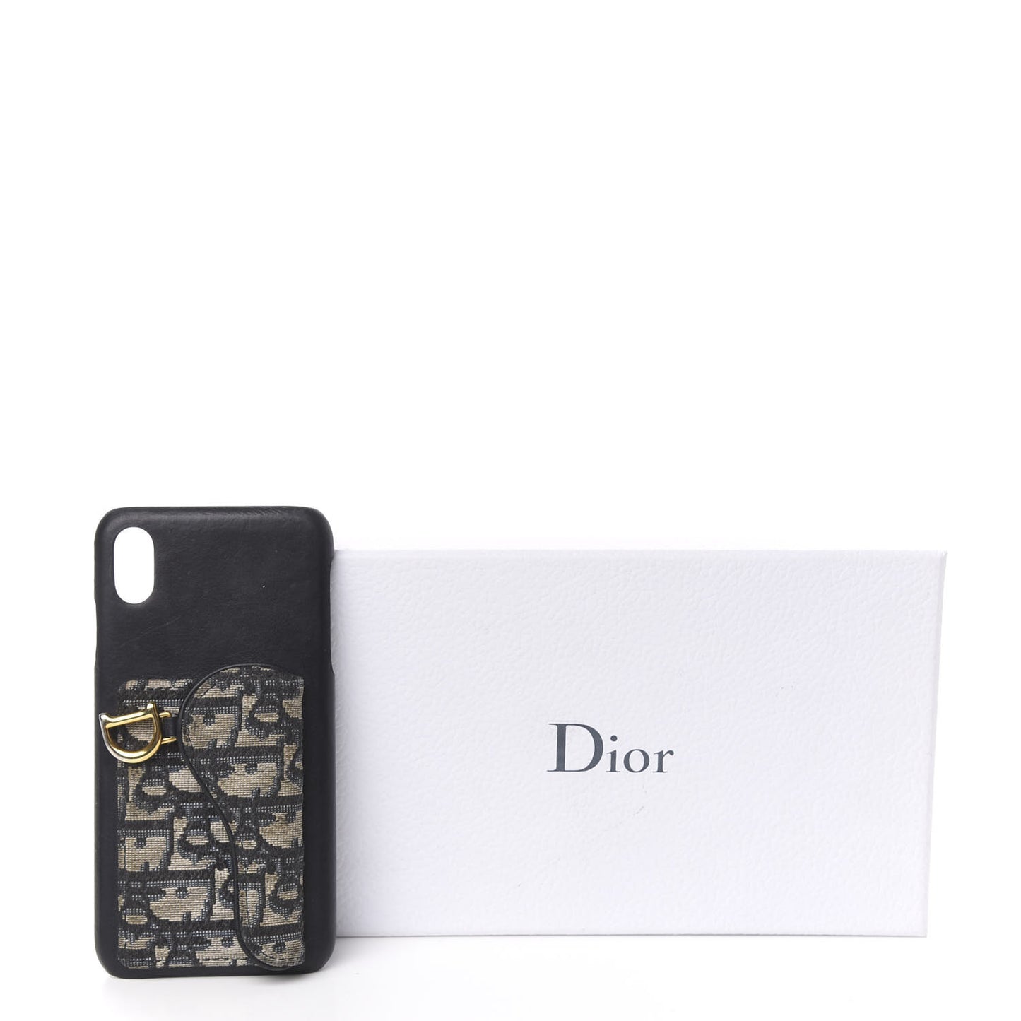 Oblique Calfskin Saddle iPhone XS Max Case Blue