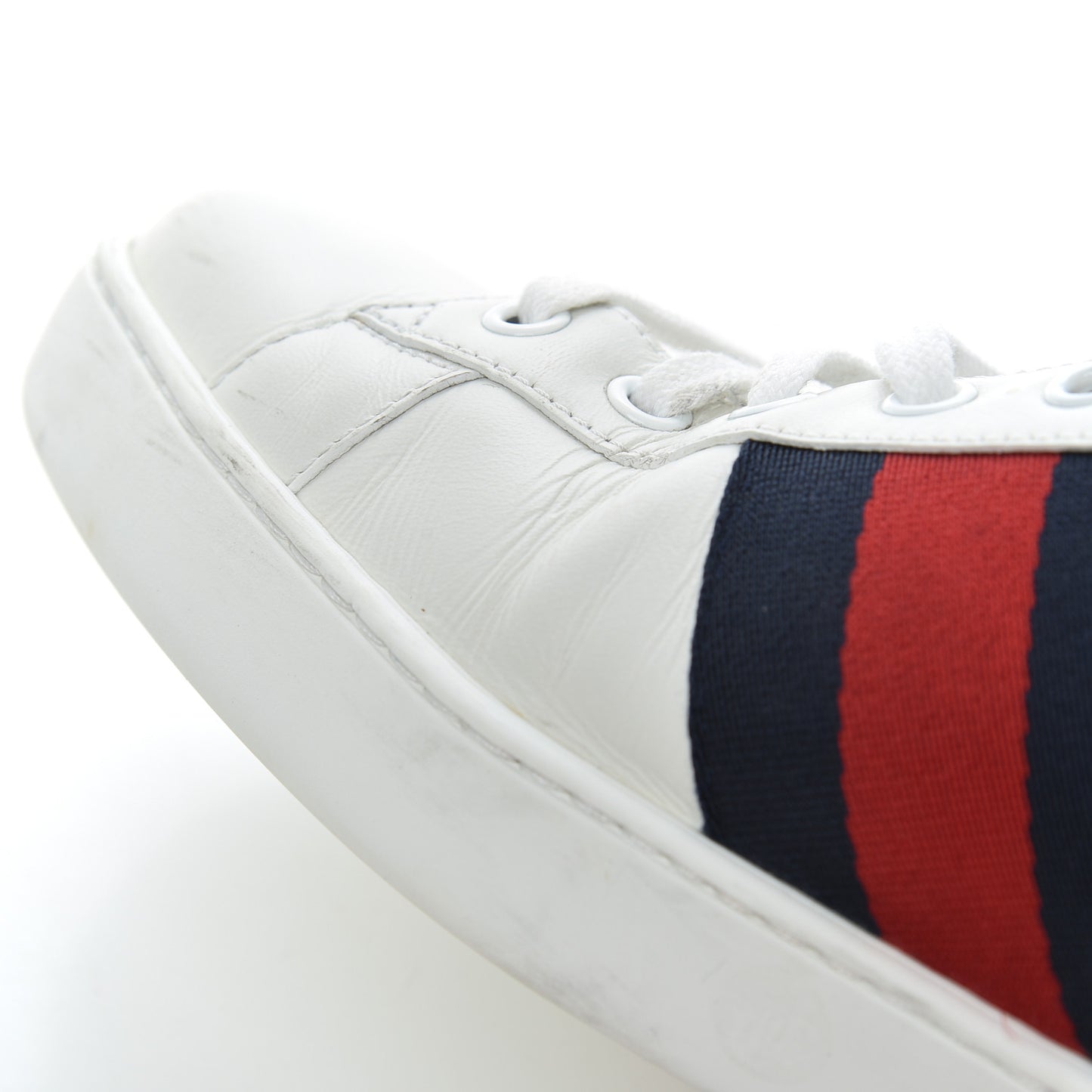 Calfskin Nappa Web LOVED Embroidered Mens Ace Sneakers 10 White Red Flame Notte