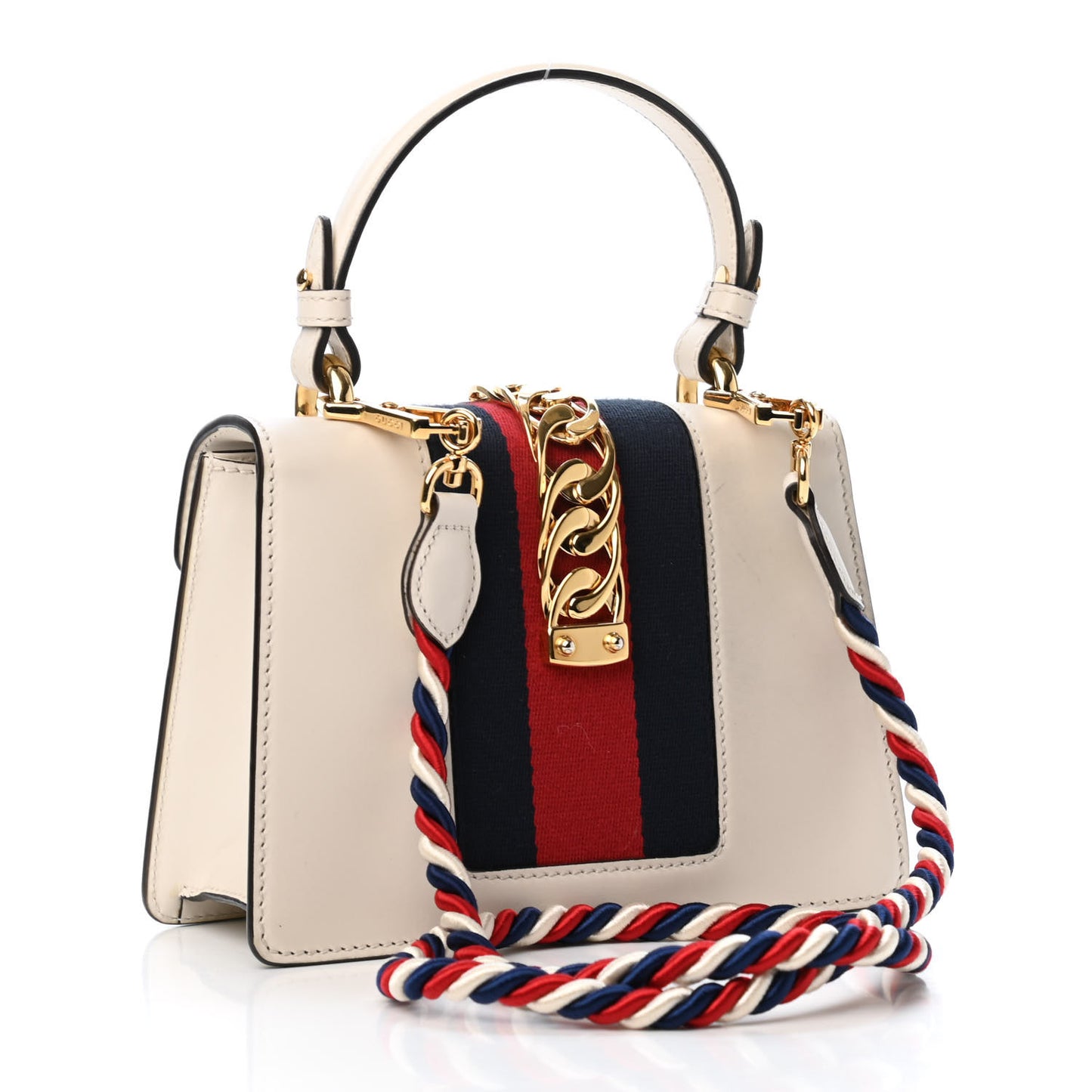 Calfskin Mini Sylvie Top Handle Bag White
