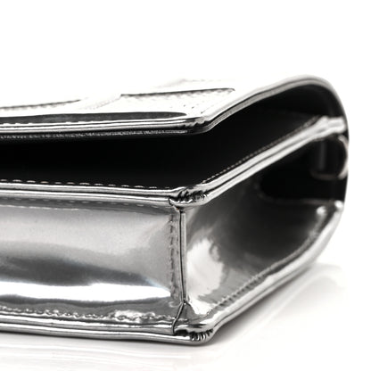 Christian Dior Metallic Patent Micro-Cannage Diorama Wallet on Chain Pouch Silver 8 of 8