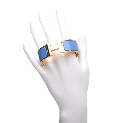 Hermes Enamel Wide Clic Clac H Bracelet GM Bleu Transat 2 of 7