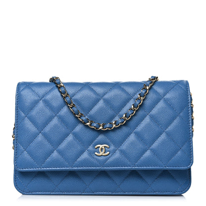 Chanel Caviar Quilted Wallet on Chain WOC Blue 1 of 10