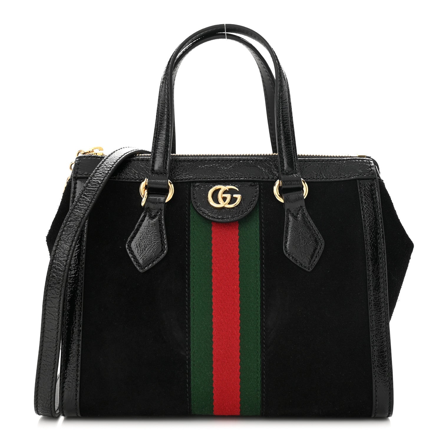 Gucci Suede Patent GG Web Small Ophidia Tote Bag Black 1 of 11