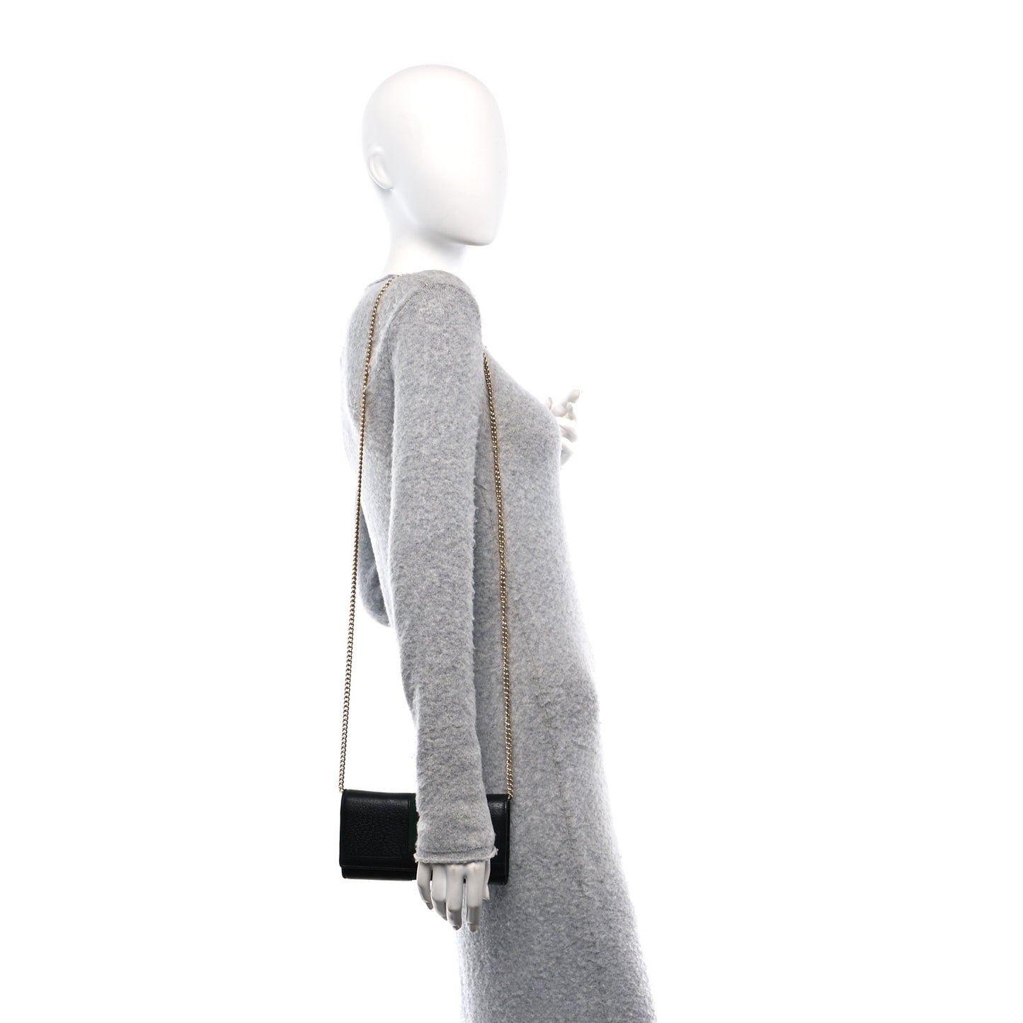 Textured Calfskin Web Ophidia Wallet On Chain Black