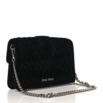 Miu Miu Velvet Matelasse Pearl Embellished Chain Clutch Black 2 of 8