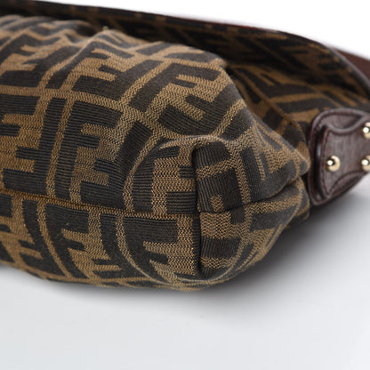 Fendi Zucca Calfskin Crocodile Embossed Small Chef Shoulder Bag Tobacco 11 of 11