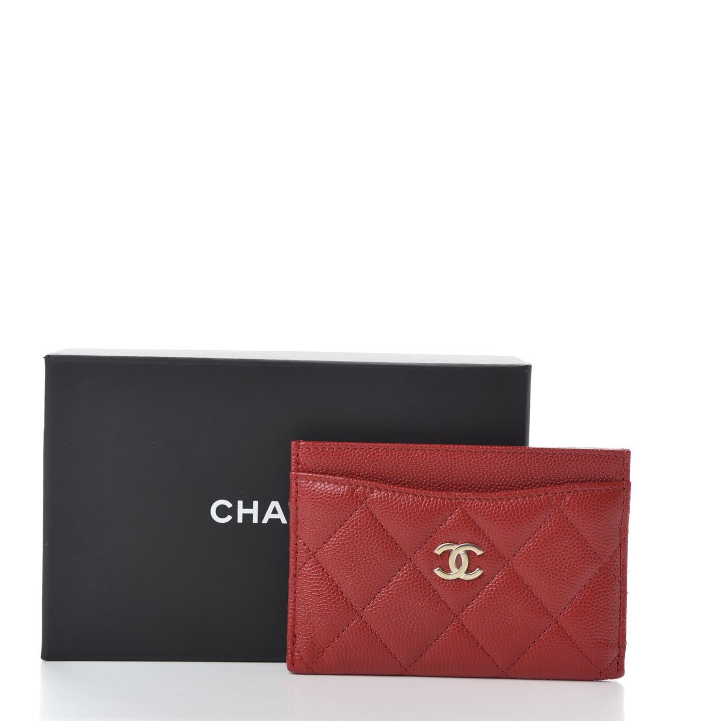 Caviar Quilted Card Holder Red
