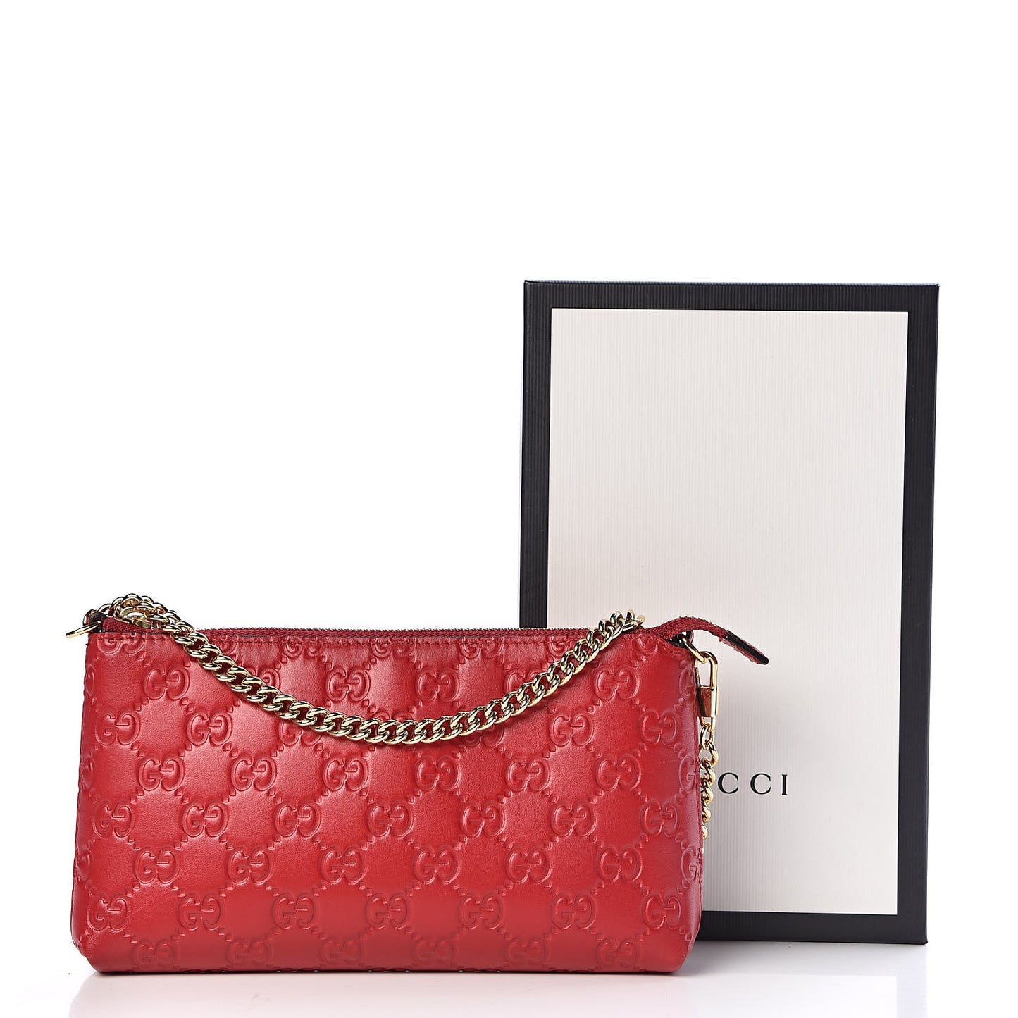 Guccissima Signature Wrist Wallet Hibiscus Red
