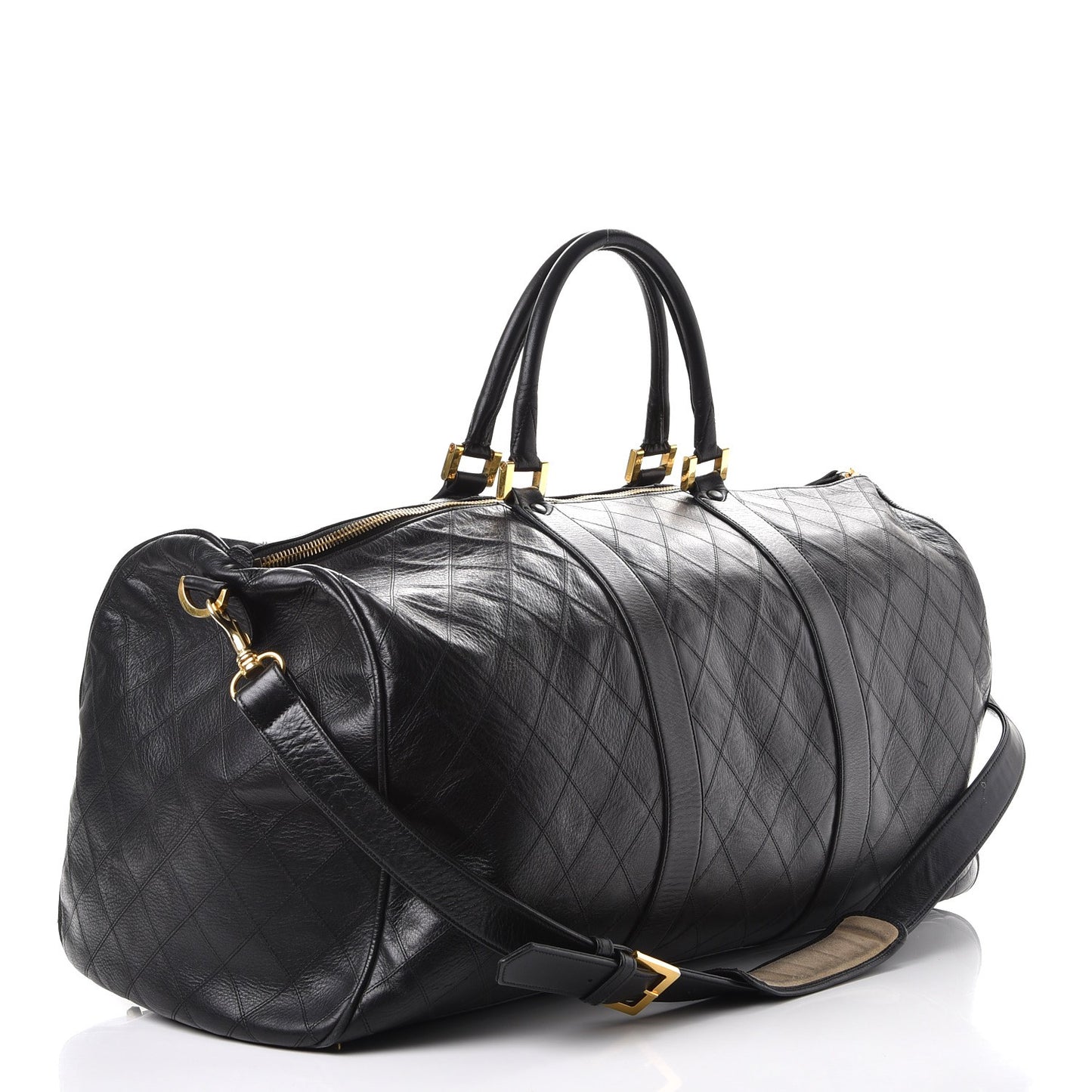 Calfskin Stitched Duffel Bag Black