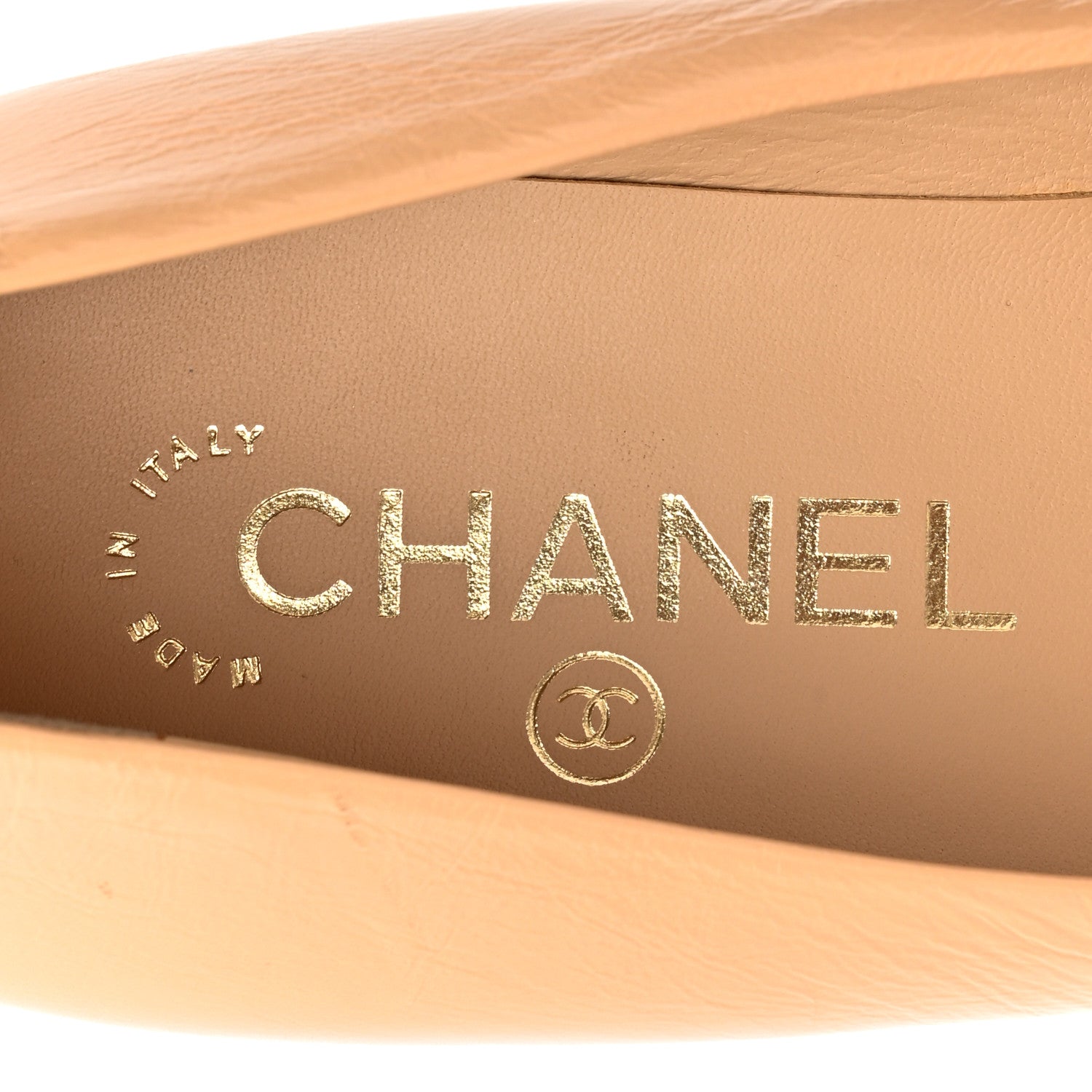 Chanel Lambskin Patent Cap Toe CC Ballerina Flats 37.5 Beige Black 7 of 11