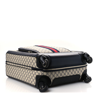 Gucci GG Supreme Monogram Textured Dollar Calfskin Web Savoy Cabin Plus Trolley Beige Blue 3 of 9