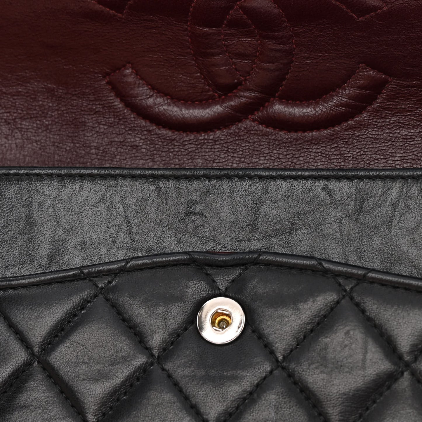 Lambskin Quilted Medium Double Flap Black