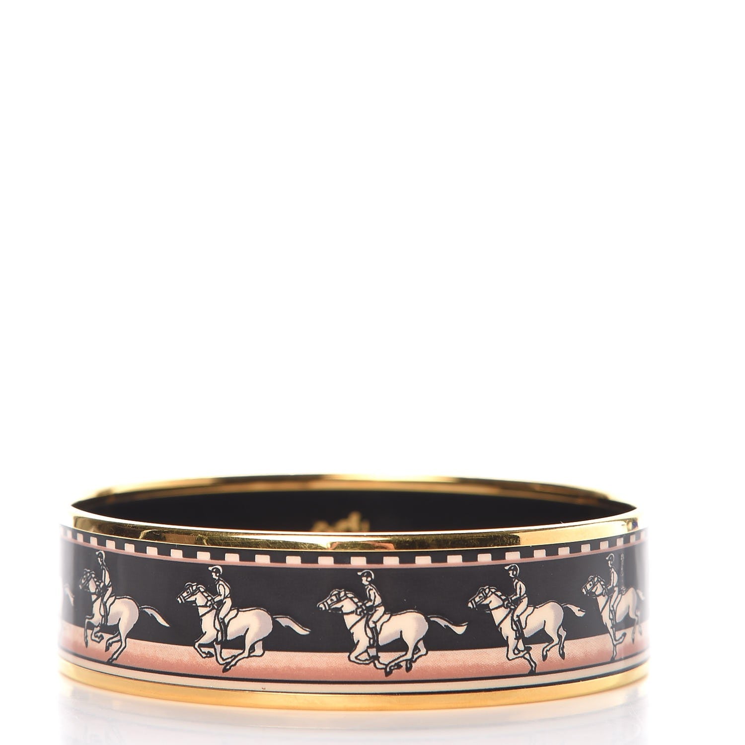 Hermes Enamel Printed Wide Bracelet Black 65 3 of 5