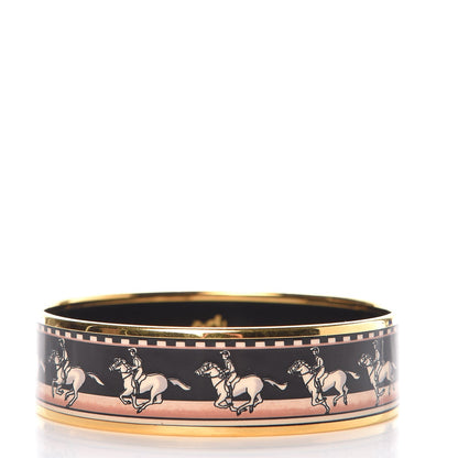 Hermes Enamel Printed Wide Bracelet Black 65 3 of 5
