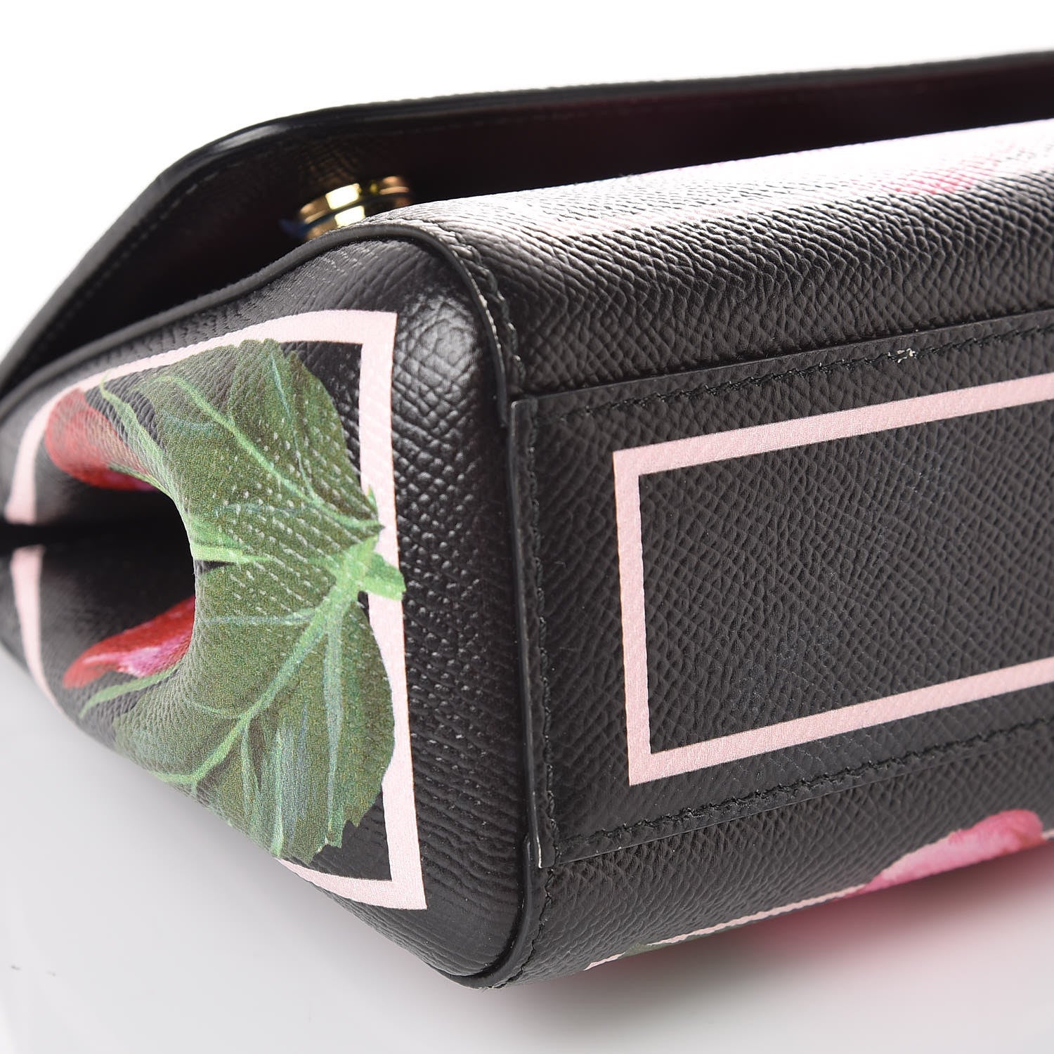 Dolce & Gabbana Dauphine Rose Print Small Miss Sicily Satchel Black 9 of 11