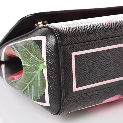 Dolce & Gabbana Dauphine Rose Print Small Miss Sicily Satchel Black 9 of 11