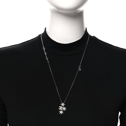 Chanel Crystal Bead CC Star Necklace Silver 2 of 4