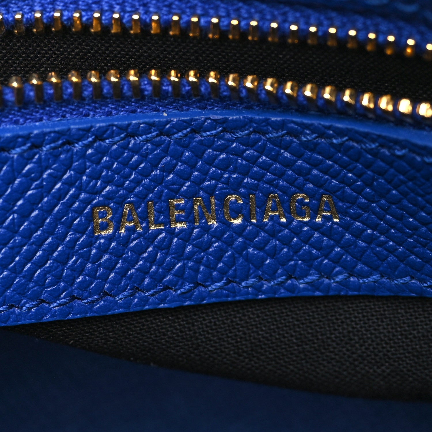 Balenciaga Signature Grained Calfskin Logo XXS Ville Top Handle Bag Bleu Roi White 6 of 9